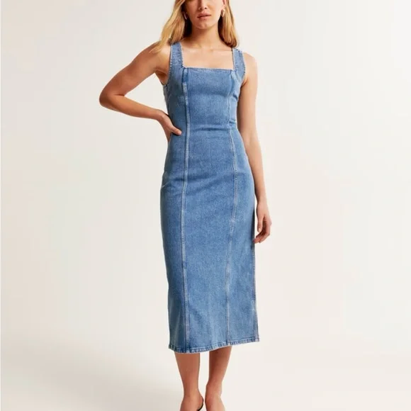 abercrombie denim midi dress What Cosmo Editors Are Buying From Abercrombie & Fitch For Summer
